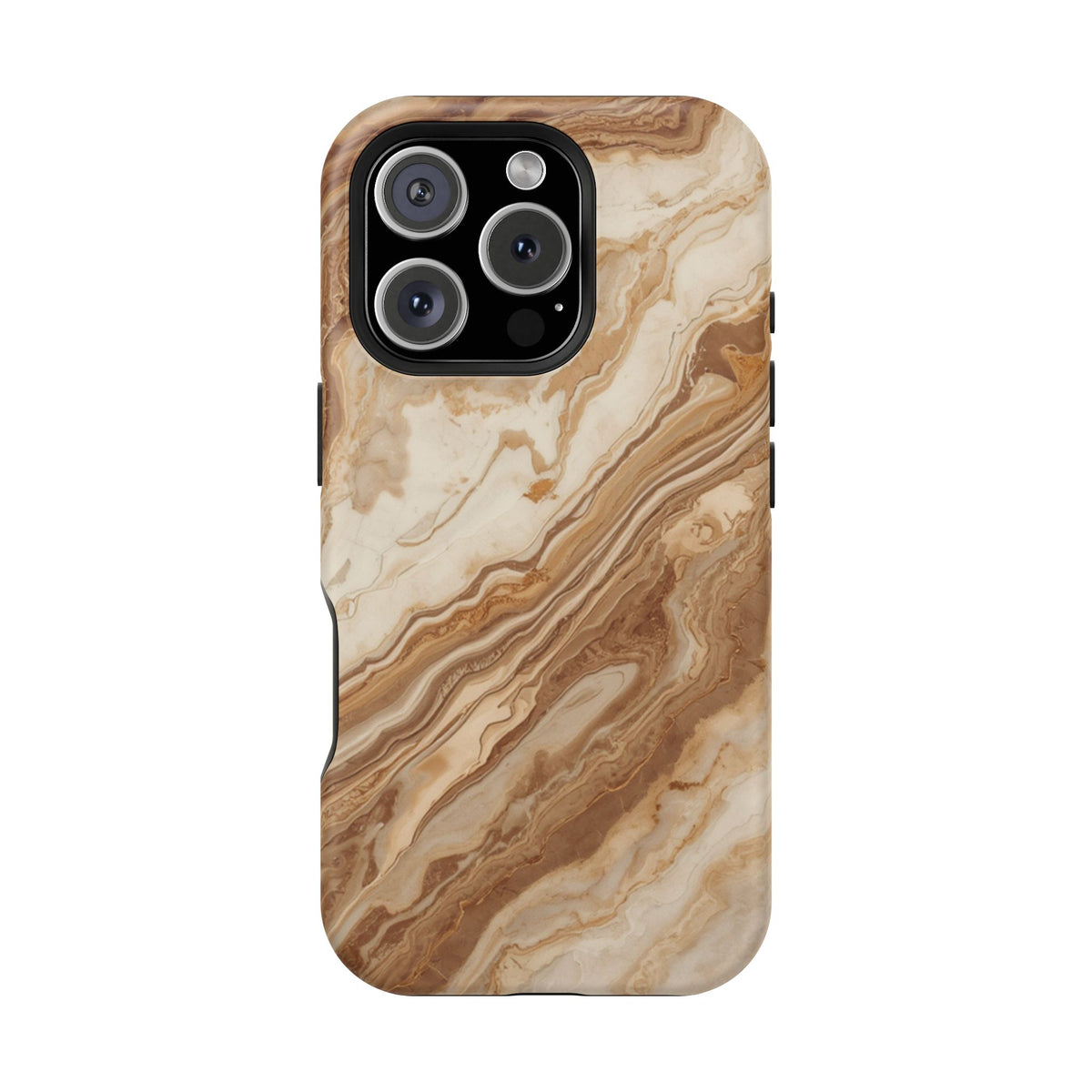 Magnetic Impact-Resistant Phone Case — Brown Marble Protective Cover