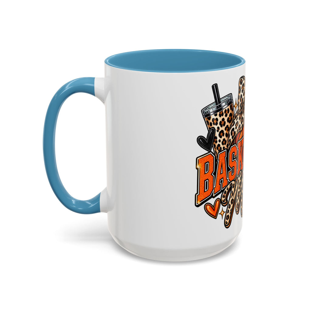 Basketball Mama Accent Coffee Mug – Leopard Bow Basketball Mom Gift (11/15oz)