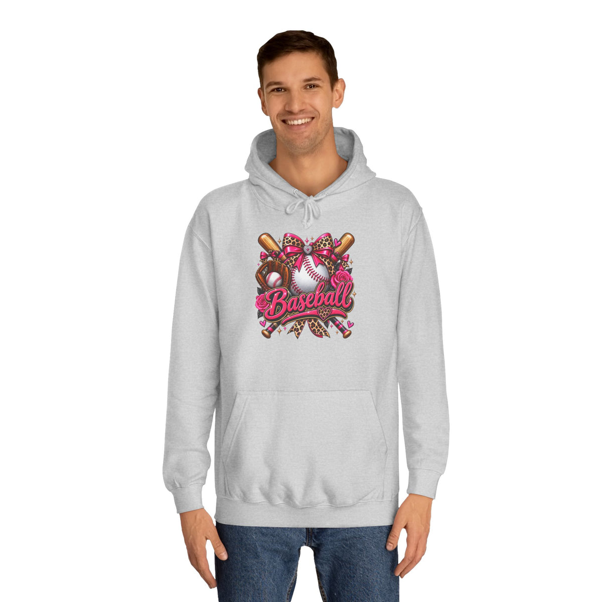 Baseball Heart Graphic Hoodie – Pink Softball/Baseball Team Pullover