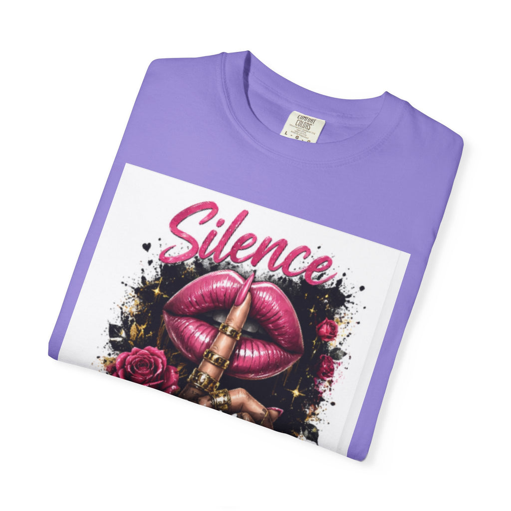 Silence Is My Power T-Shirt — Graphic Lip & Rose Statement Tee