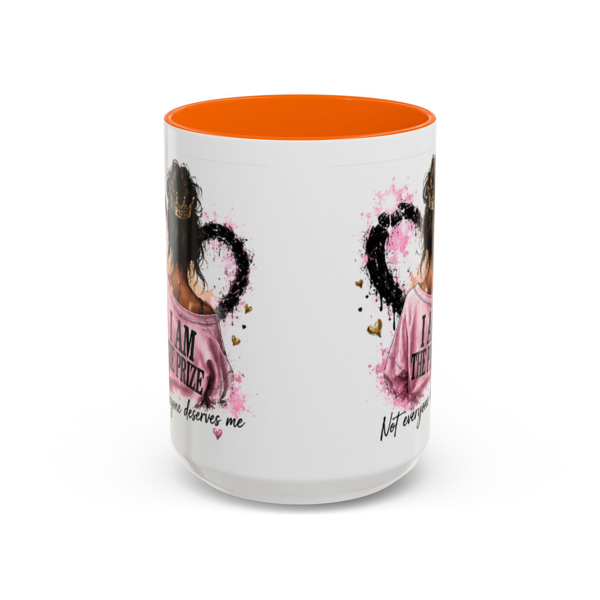 Accent Coffee Mug — "I Am The Prize" Floral Heart Design (11/15oz)