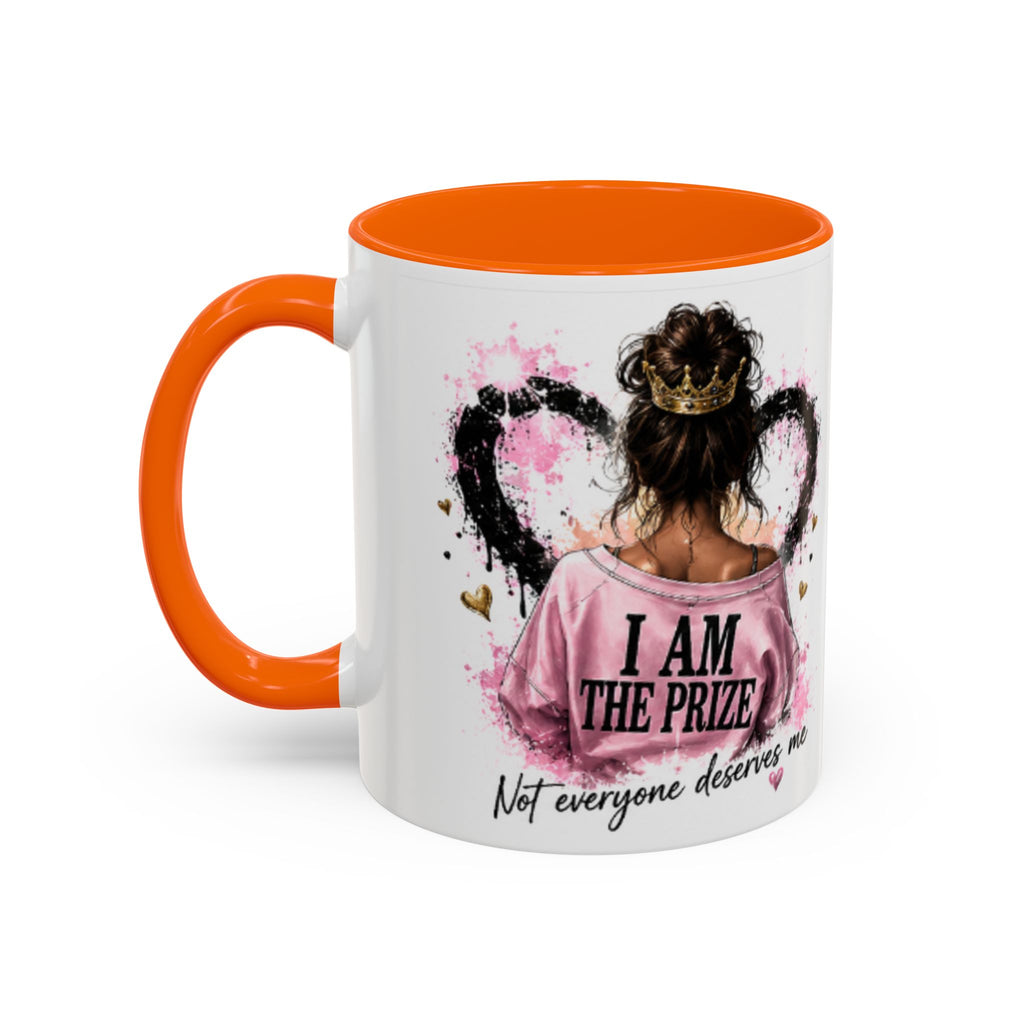 Accent Coffee Mug — "I Am The Prize" Floral Heart Design (11/15oz)