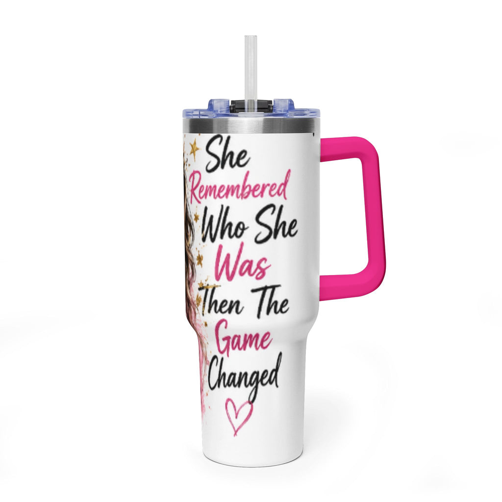 40oz Vacuum Tumbler - Glam Queen Crowned Girl Design (She Remembered Who She Was)