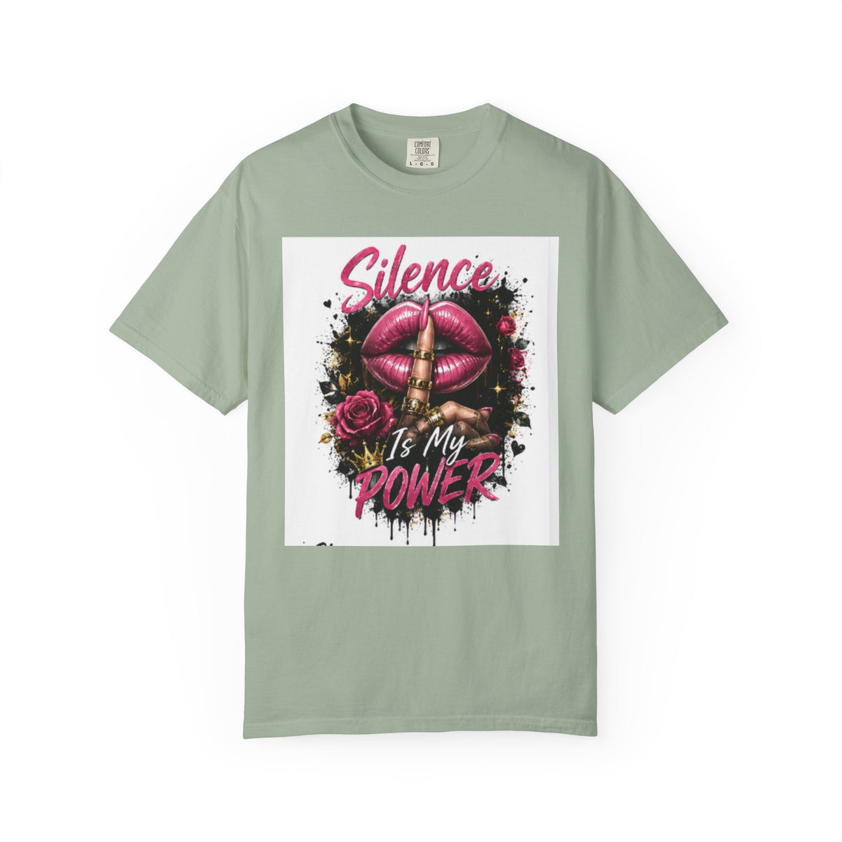 Silence Is My Power T-Shirt — Graphic Lip & Rose Statement Tee