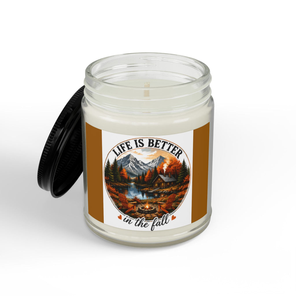 Fall Scented Soy Candle — "Life Is Better in the Fall" Amber Jar (4oz & 9oz)