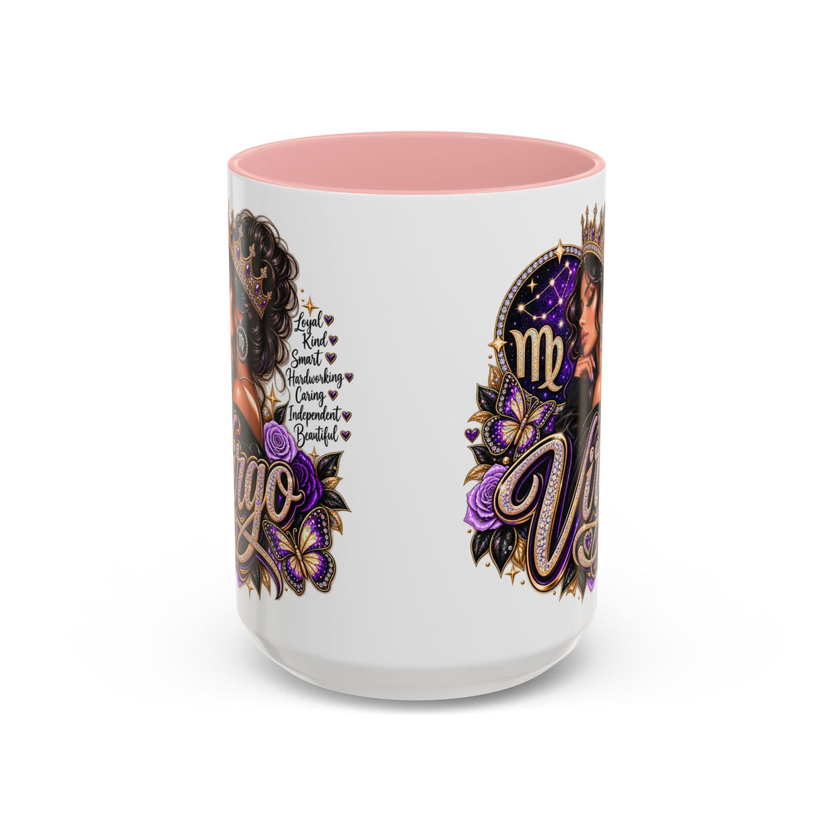 Virgo Zodiac Accent Coffee Mug — Purple Crowned Virgo Astrology Gift (11/15oz)