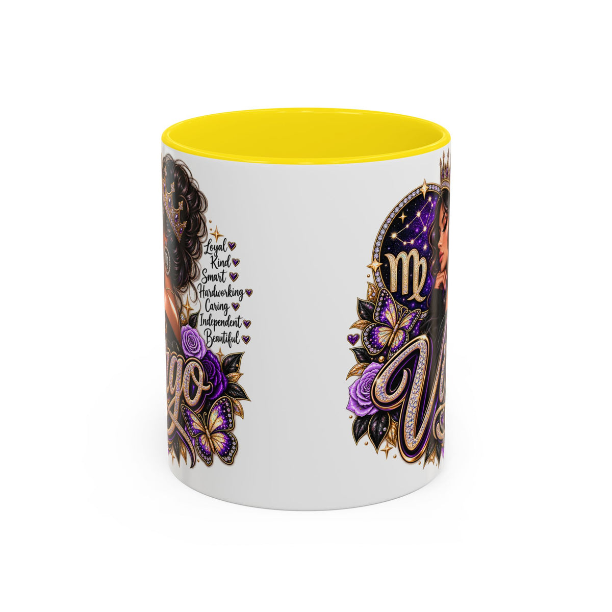 Virgo Zodiac Accent Coffee Mug — Purple Crowned Virgo Astrology Gift (11/15oz)