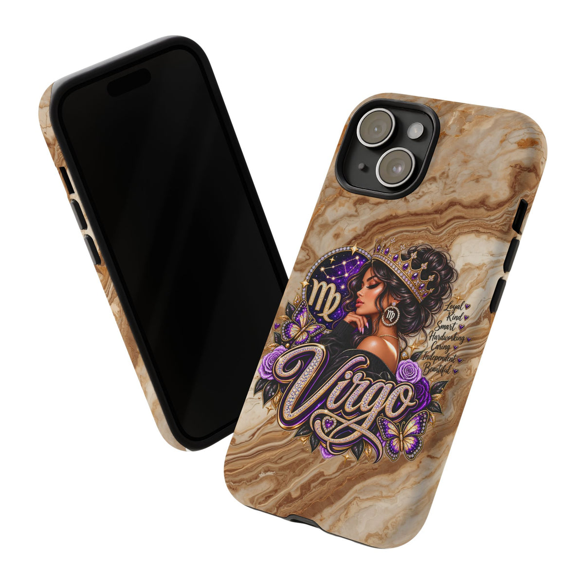 Virgo Zodiac Phone Case — Elegant Marble Astrological Design