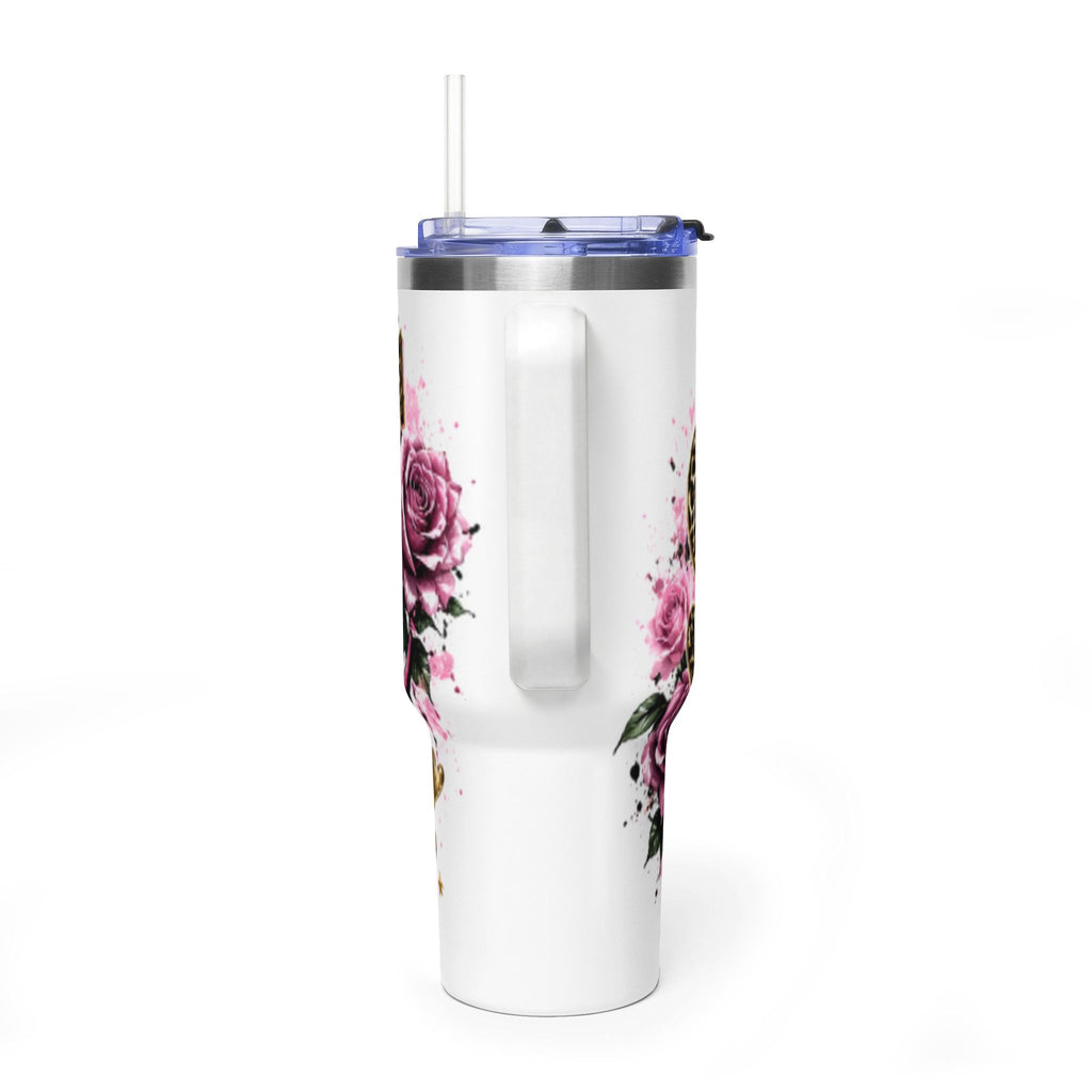40oz Tumbler - "Self Love is the Real Glow" Leopard Crown Floral Insulated Cup