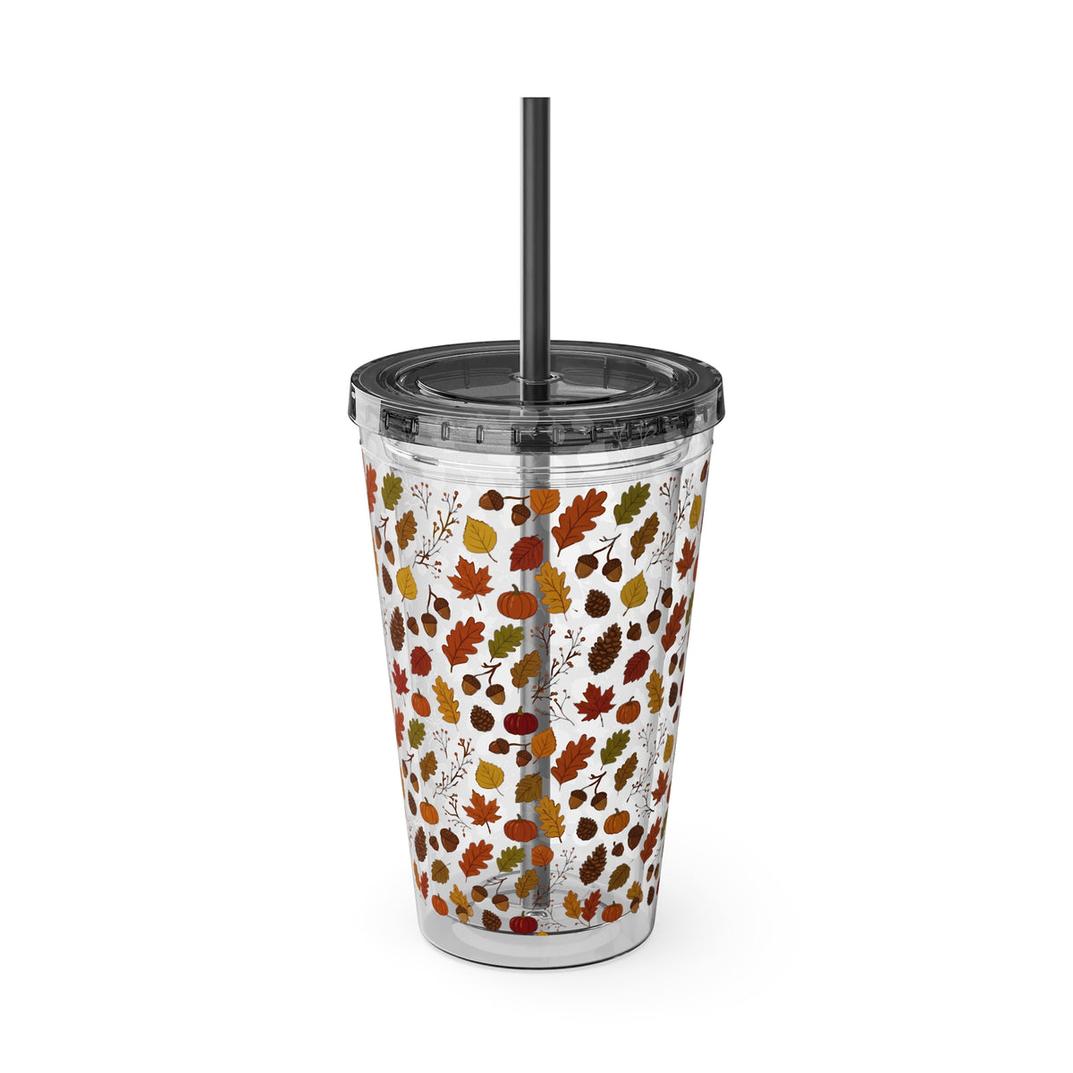 Autumn Leaves 16oz Tumbler with Straw – Fall Floral Insulated Cup