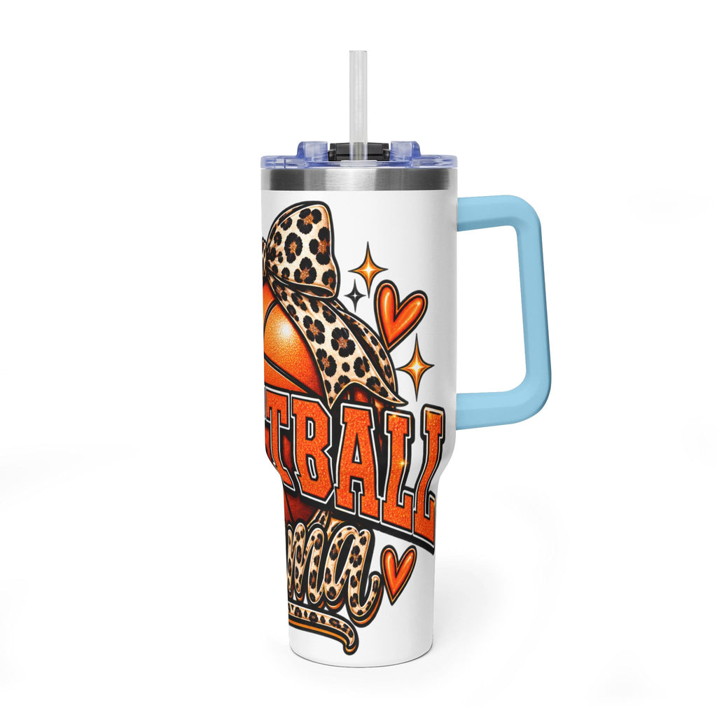 Basketball Mom Leopard Bow 40oz Vacuum Tumbler