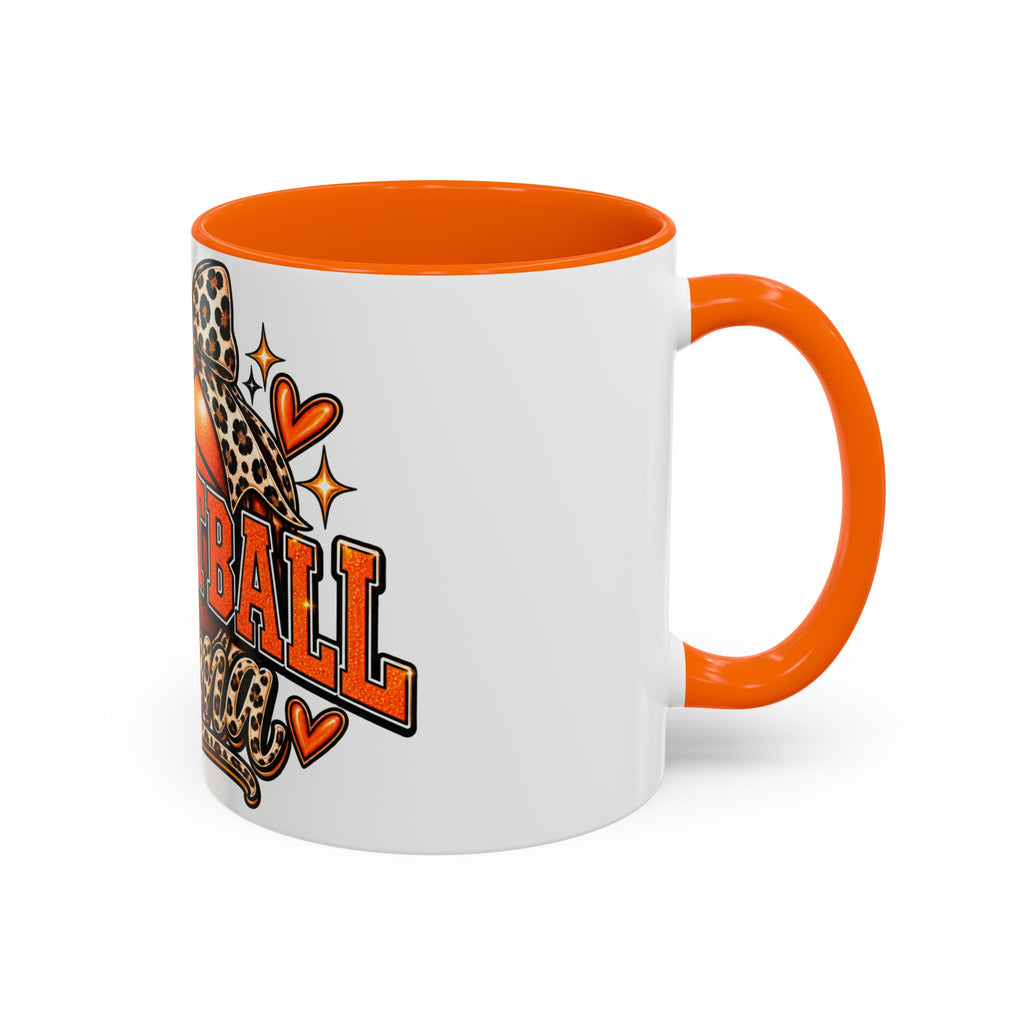 Basketball Mama Accent Coffee Mug – Leopard Bow Basketball Mom Gift (11/15oz)