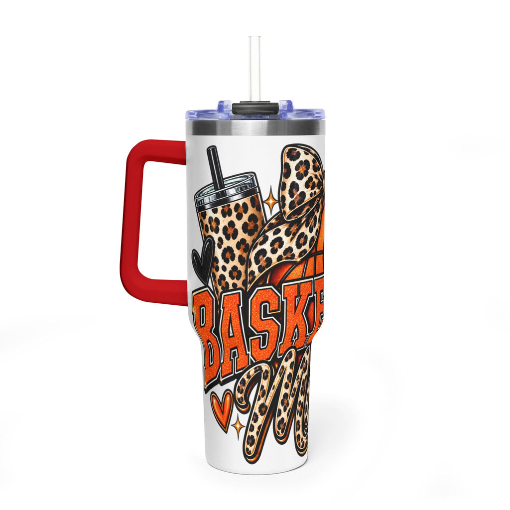 Basketball Mom Leopard Bow 40oz Vacuum Tumbler