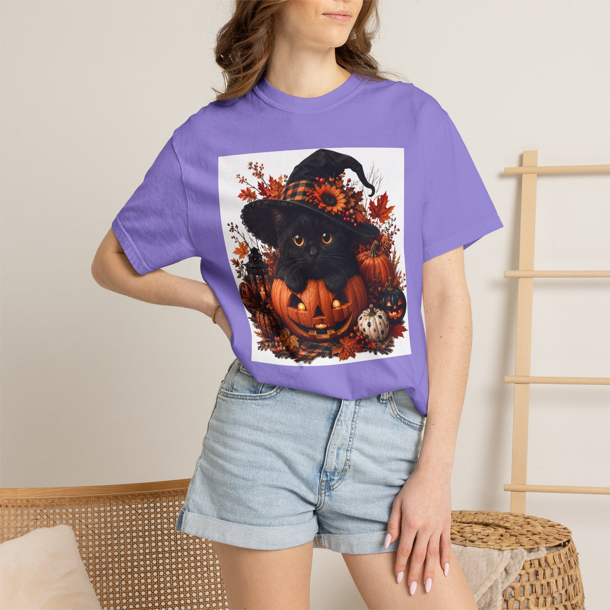 Halloween Black Cat Pumpkin T-Shirt