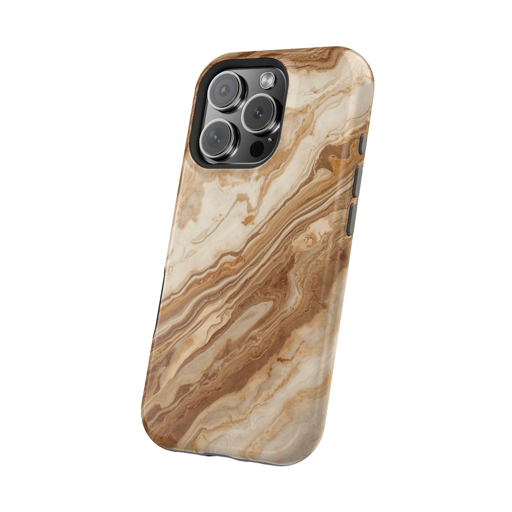 Magnetic Impact-Resistant Phone Case — Brown Marble Protective Cover