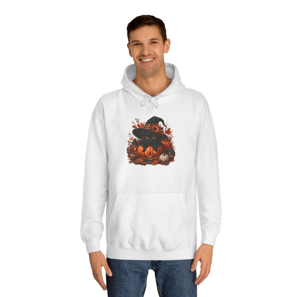 Halloween Pumpkin Witch Hoodie — Cute Spooky Fall College Sweatshirt