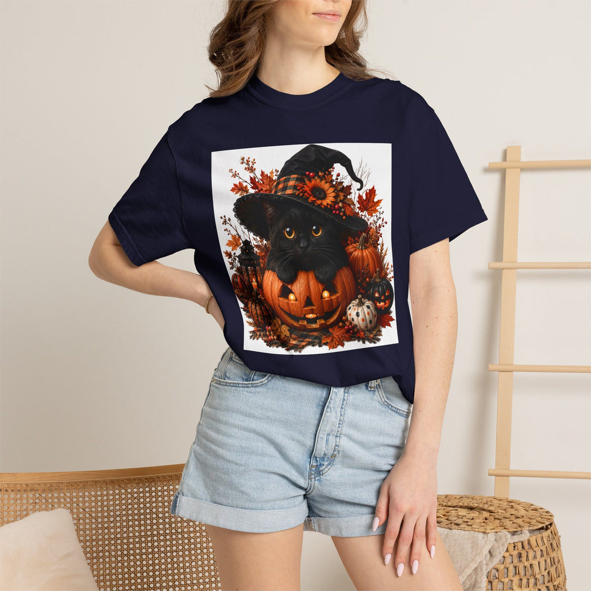 Halloween Black Cat Pumpkin T-Shirt