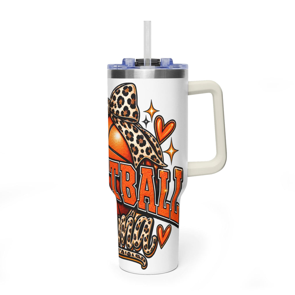 Basketball Mom Leopard Bow 40oz Vacuum Tumbler