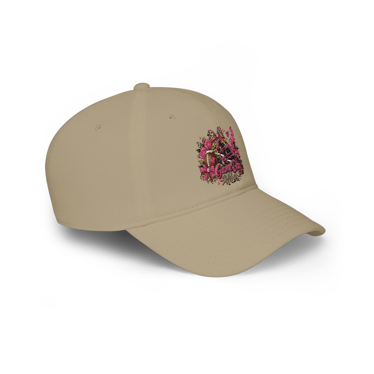 Red Floral Rhinestone Guitar Cap — Low Profile Baseball Hat for Music Lovers