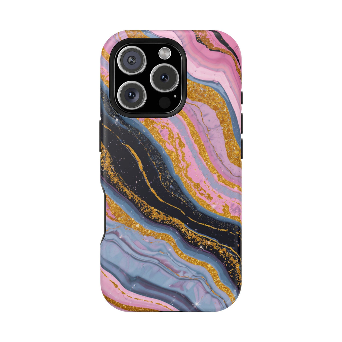 Marbled Pink & Gold Magnetic Phone Case — Impact-Resistant Protective Cover