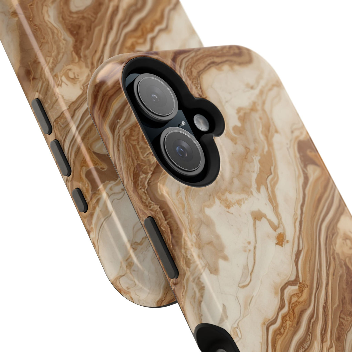 Magnetic Impact-Resistant Phone Case — Brown Marble Protective Cover
