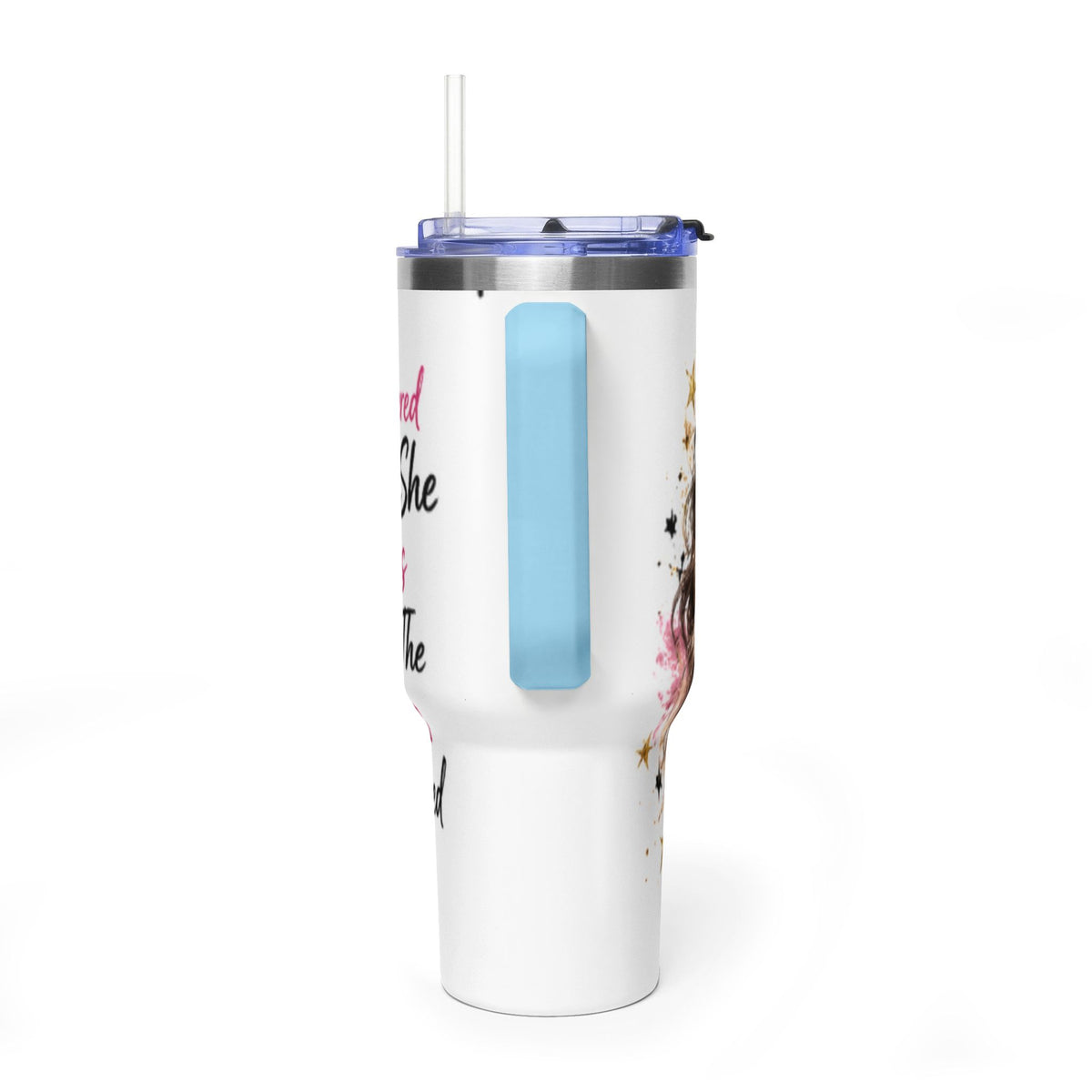 40oz Vacuum Tumbler - Glam Queen Crowned Girl Design (She Remembered Who She Was)