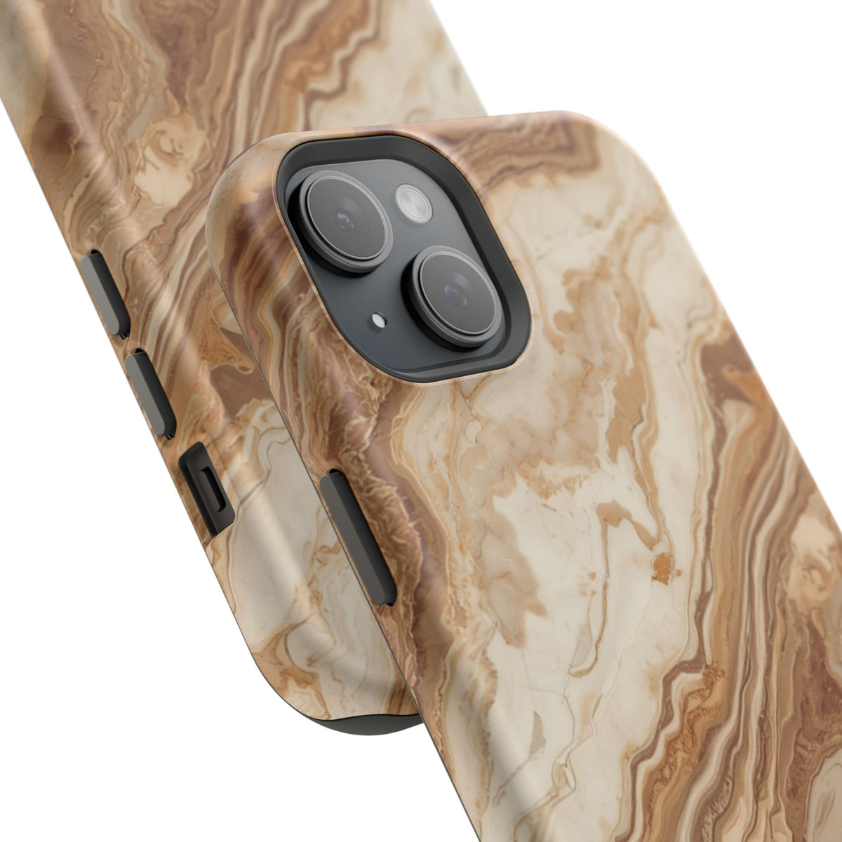 Magnetic Impact-Resistant Phone Case — Brown Marble Protective Cover