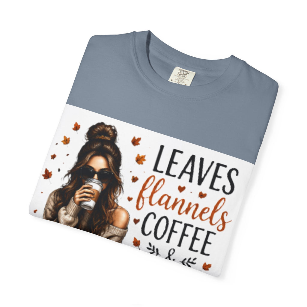Fall Vibes Tee – "Leaves Flannels Coffee & Fall Vibes" Graphic T-Shirt