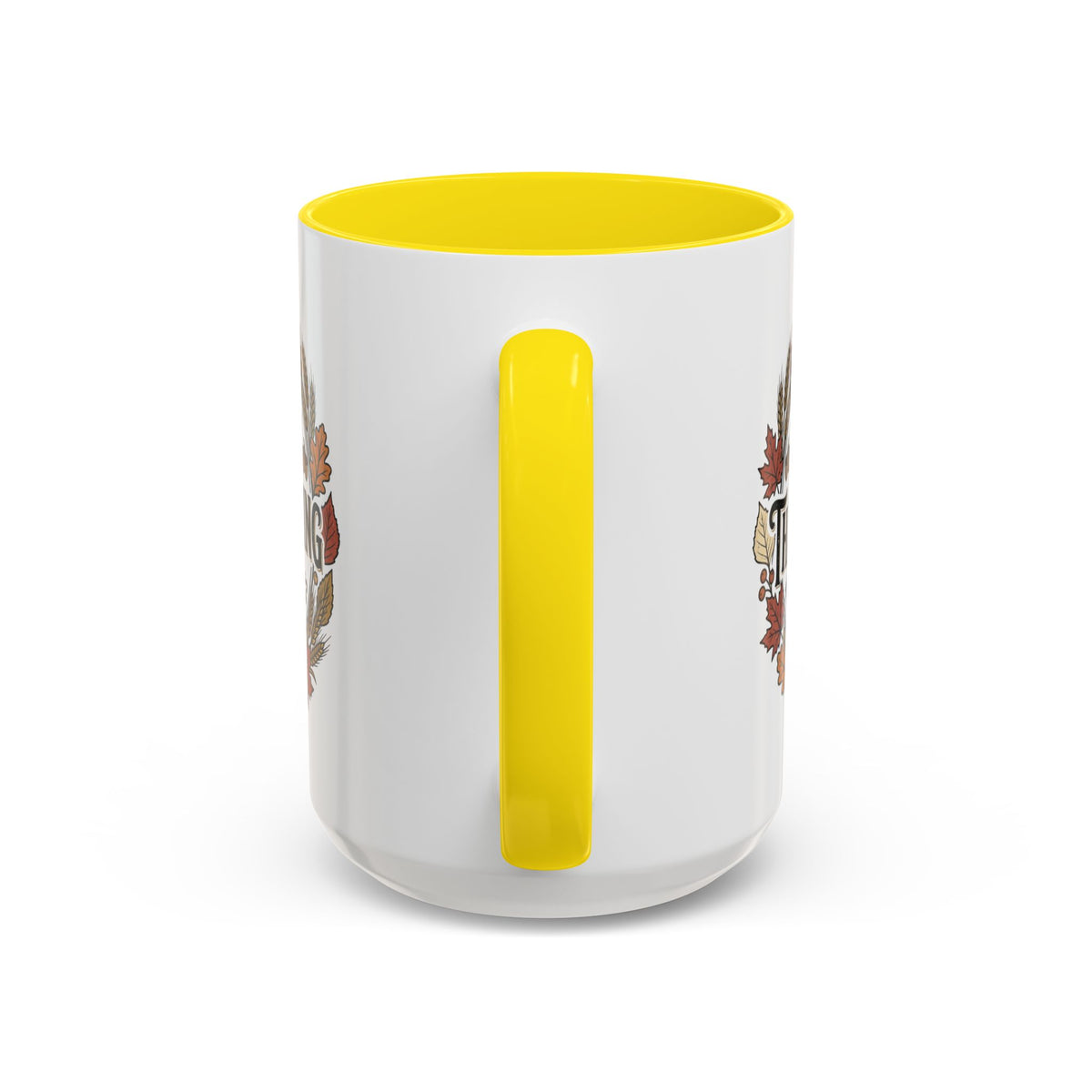 Happy Thanksgiving Accent Coffee Mug — "Harvest Blessings" Fall Pumpkin Wreath (11/15 oz)