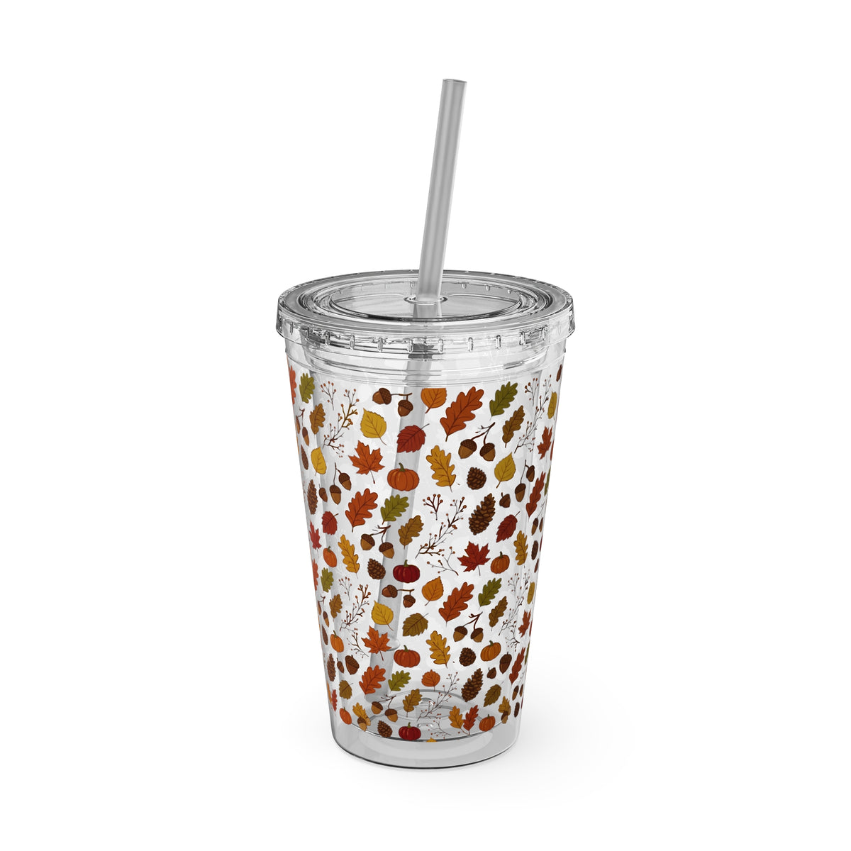 Autumn Leaves 16oz Tumbler with Straw – Fall Floral Insulated Cup