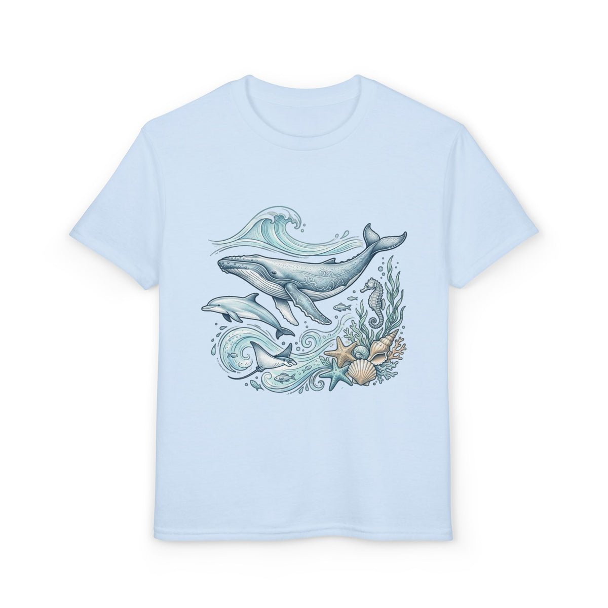 Kids' Ocean Whale Tees – Watercolor Whale & Sea Life Youth T‑Shirt