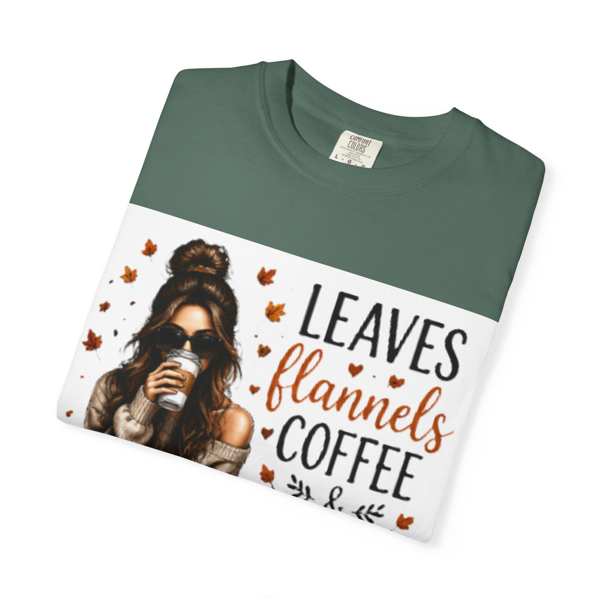 Fall Vibes Tee – "Leaves Flannels Coffee & Fall Vibes" Graphic T-Shirt