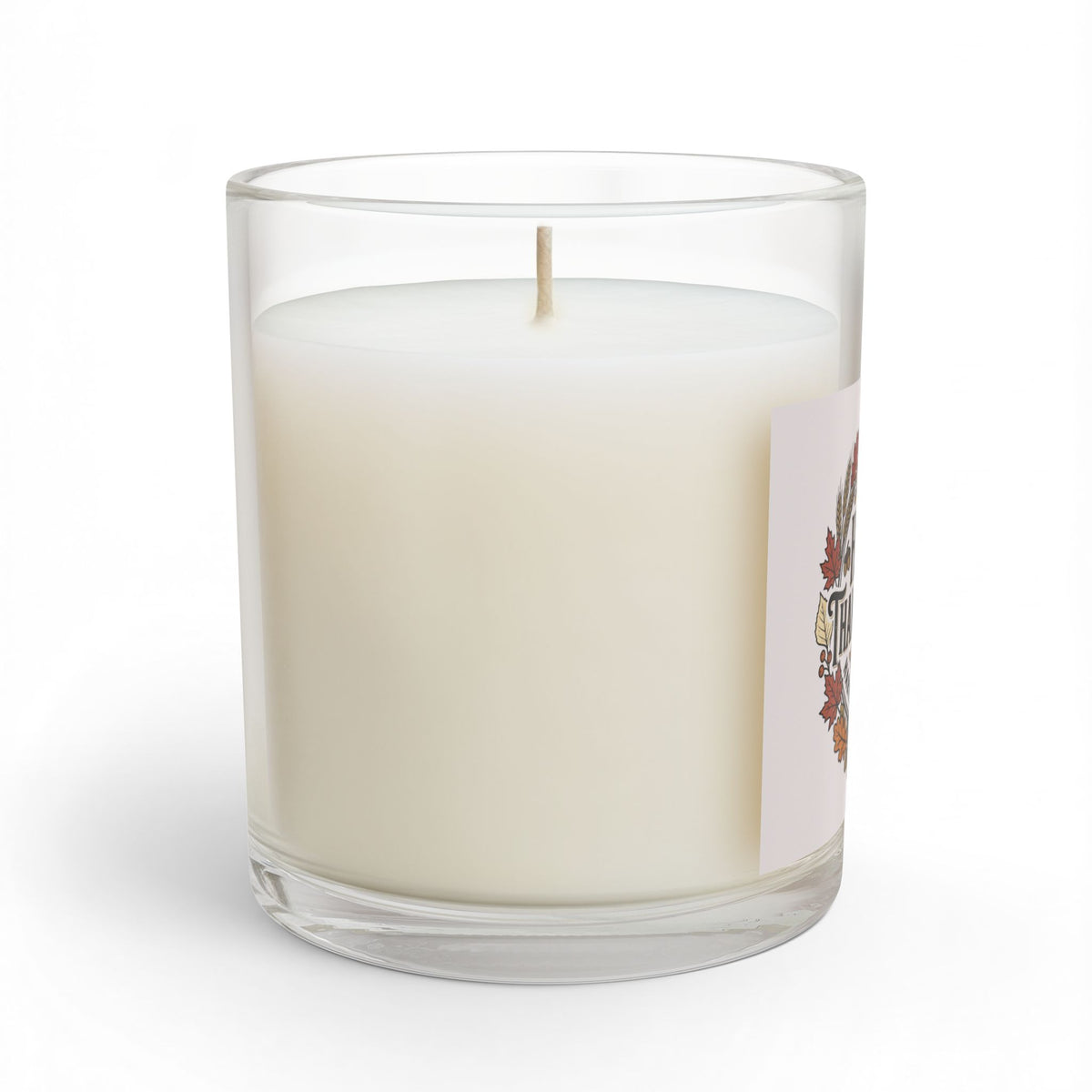 Thanksgiving Glass Candle — "Happy Thanksgiving" Harvest Blessings 11oz