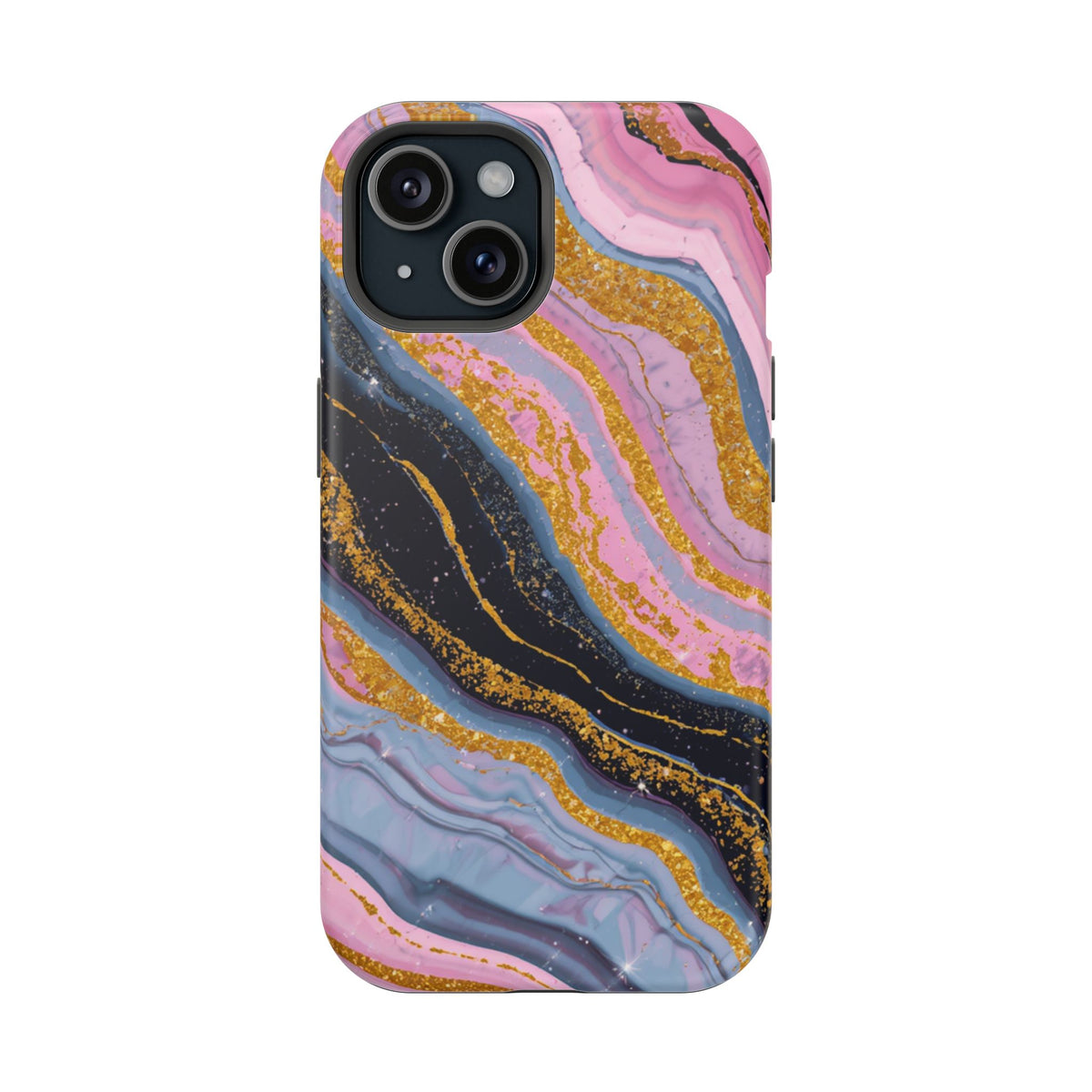 Marbled Pink & Gold Magnetic Phone Case — Impact-Resistant Protective Cover