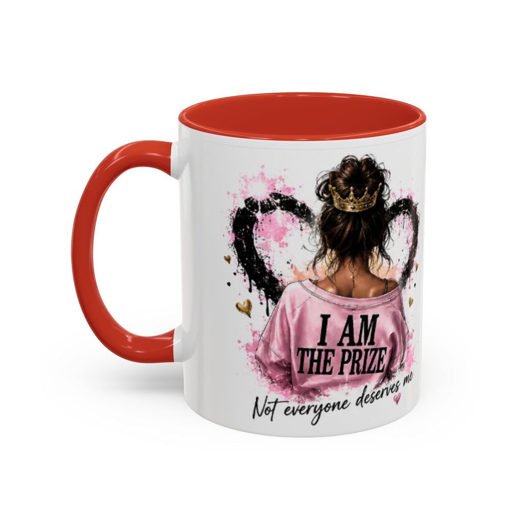 Accent Coffee Mug — "I Am The Prize" Floral Heart Design (11/15oz)
