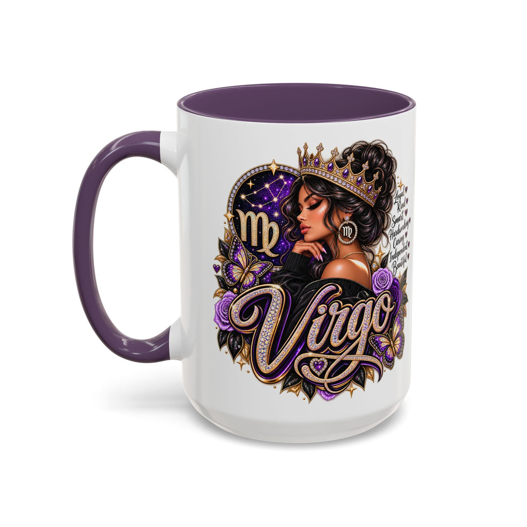 Virgo Zodiac Accent Coffee Mug — Purple Crowned Virgo Astrology Gift (11/15oz)