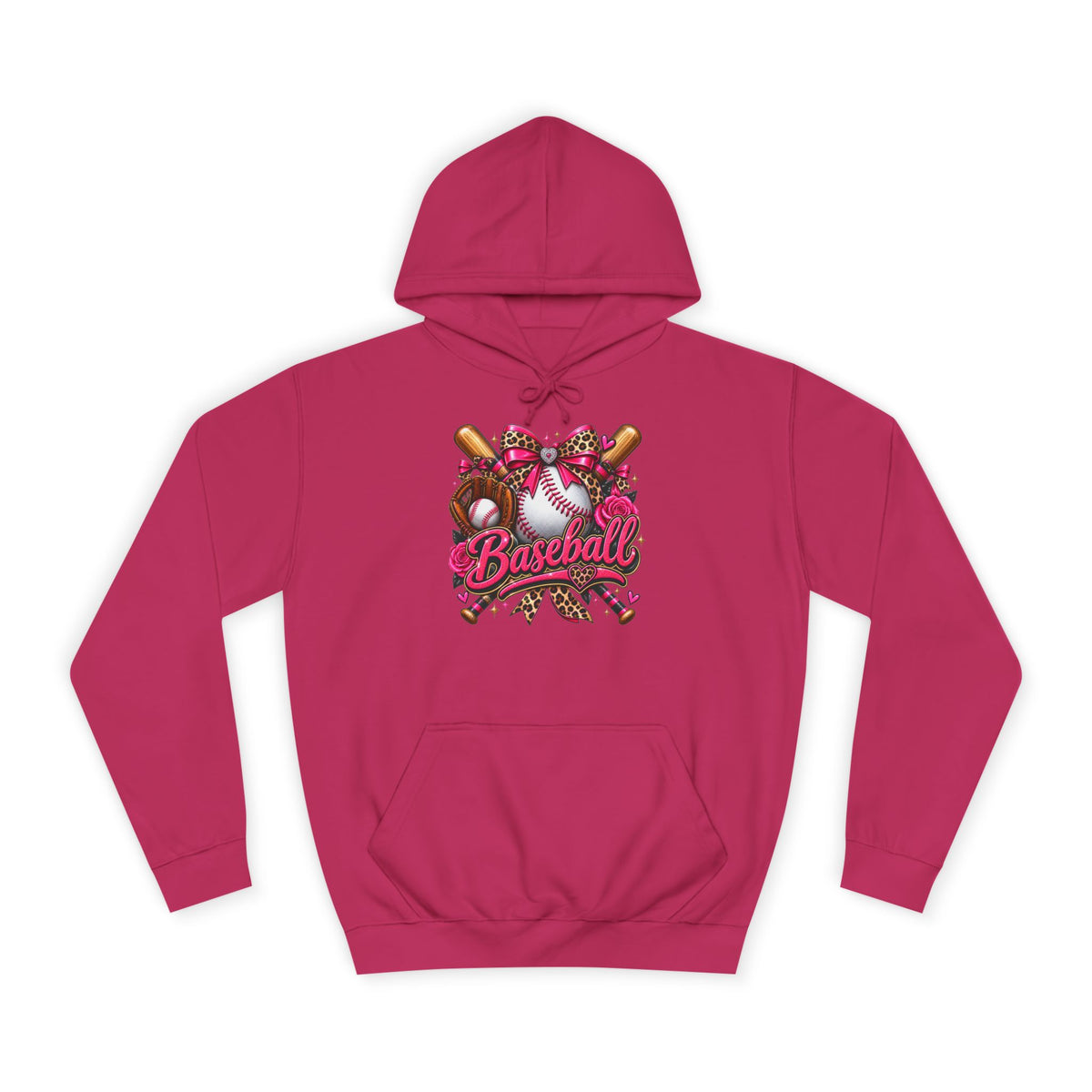 Baseball Heart Graphic Hoodie – Pink Softball/Baseball Team Pullover