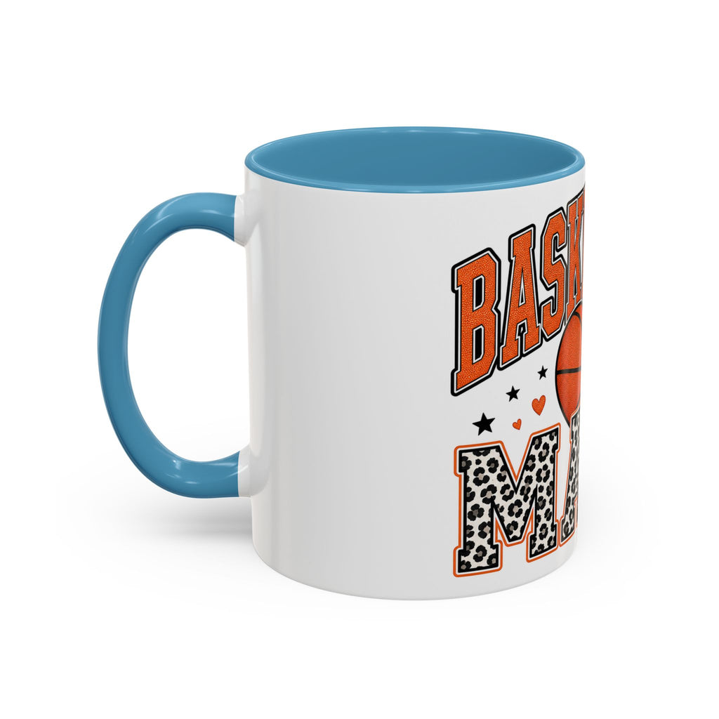 Basketball Mama Accent Coffee Mug – Leopard Print Hoop Mom Gift (11/15oz)