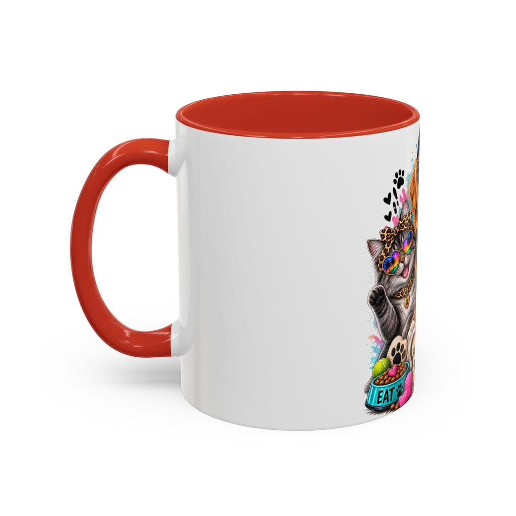 Coffee Mug — "Life is Better with Pets" Colorful Dog & Cat Paw-some Design (11/15 oz)
