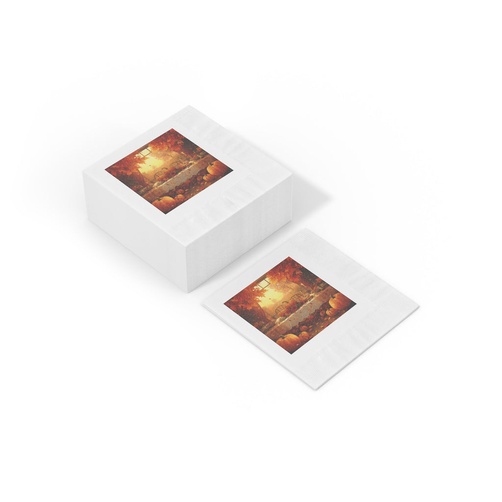 Autumn Harvest Cocktail Napkins — Pumpkin & Fall Table Scene