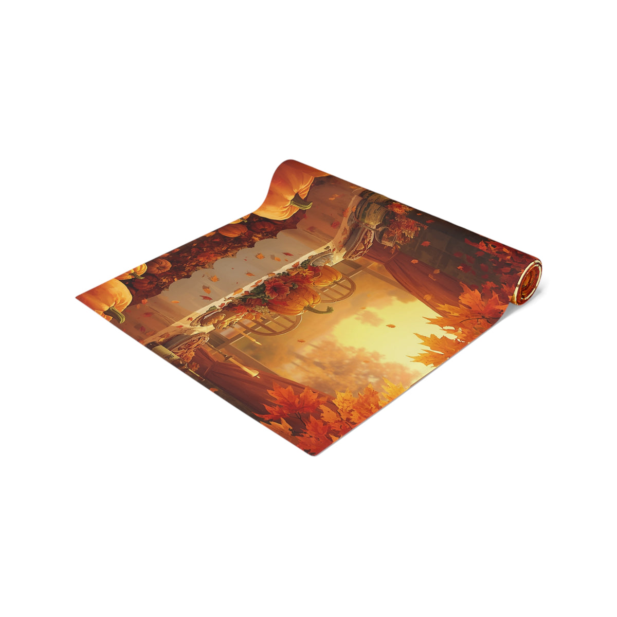 Autumn Pumpkin Farm Table Runner — Fall Harvest Thanksgiving Decor