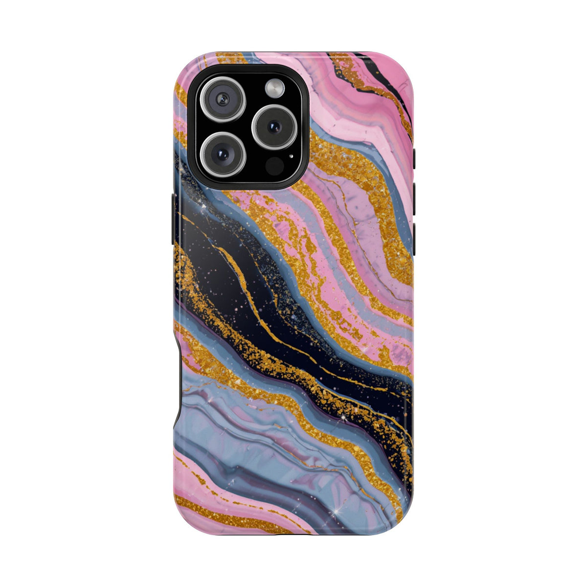 Marbled Pink & Gold Magnetic Phone Case — Impact-Resistant Protective Cover