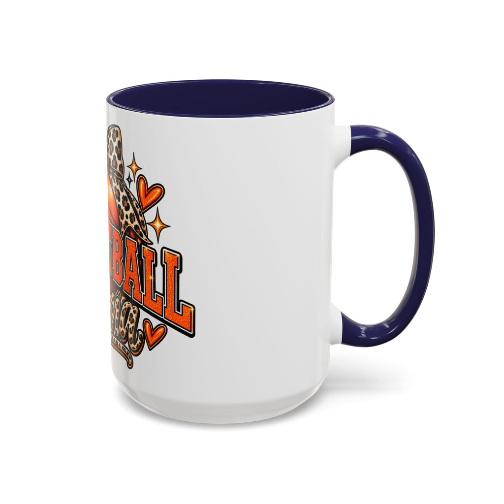 Basketball Mama Accent Coffee Mug – Leopard Bow Basketball Mom Gift (11/15oz)