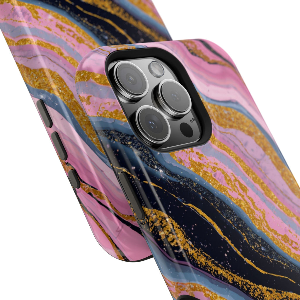 Marbled Pink & Gold Magnetic Phone Case — Impact-Resistant Protective Cover