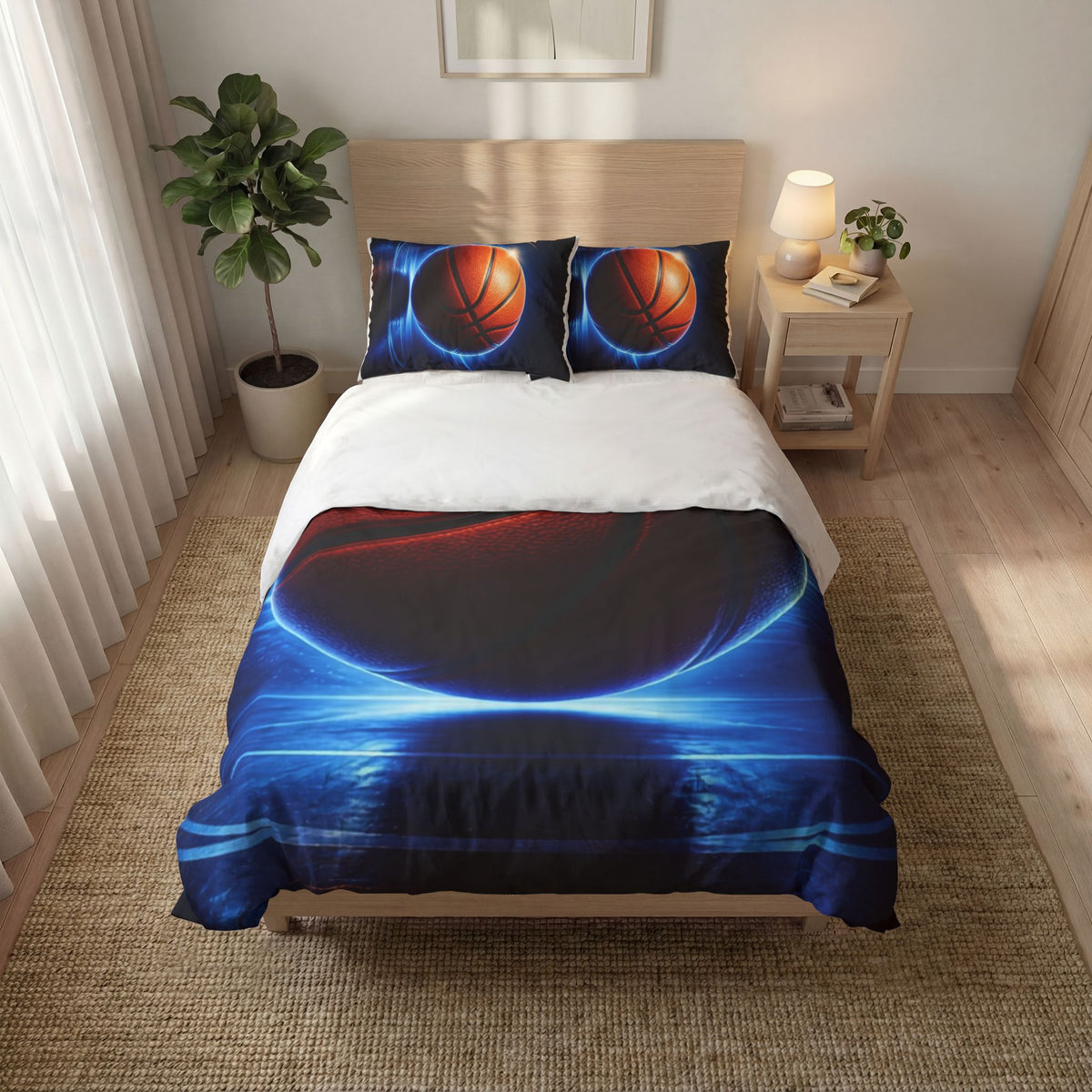 Basketball Bedding Set – Glow Basketball Quilt Cover & 2 Pillowcases