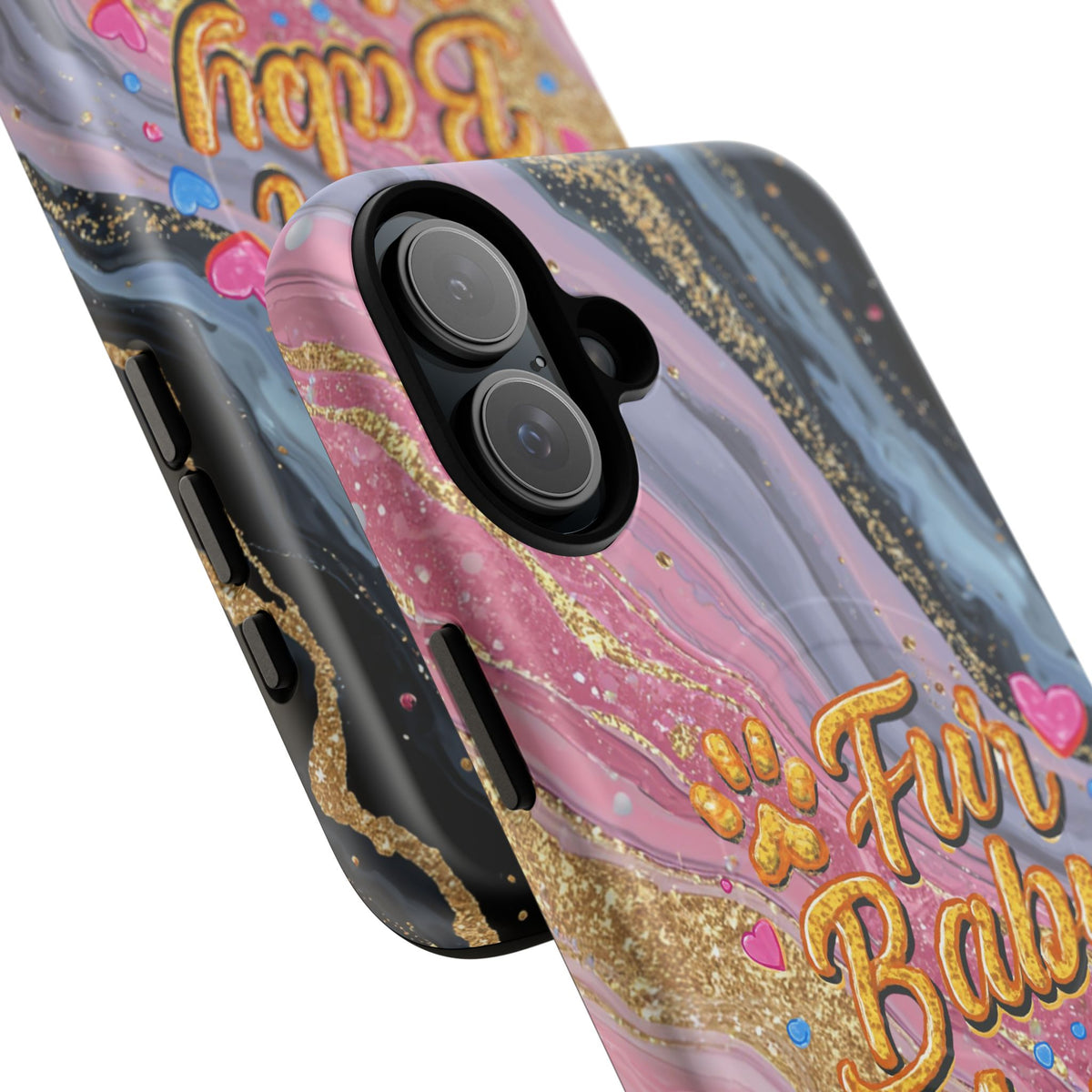 Phone Case — “Fur Baby Mama” Pink Marble Tough Magnetic Case
