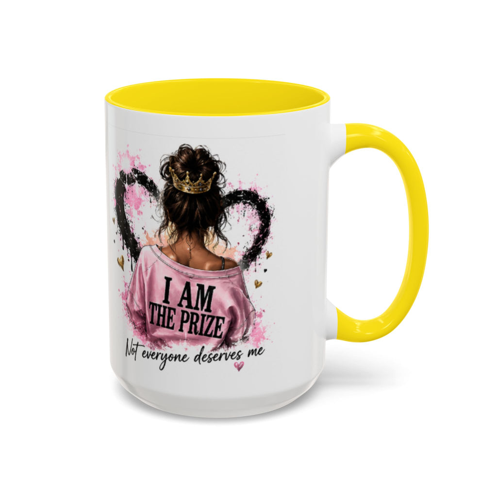 Accent Coffee Mug — "I Am The Prize" Floral Heart Design (11/15oz)