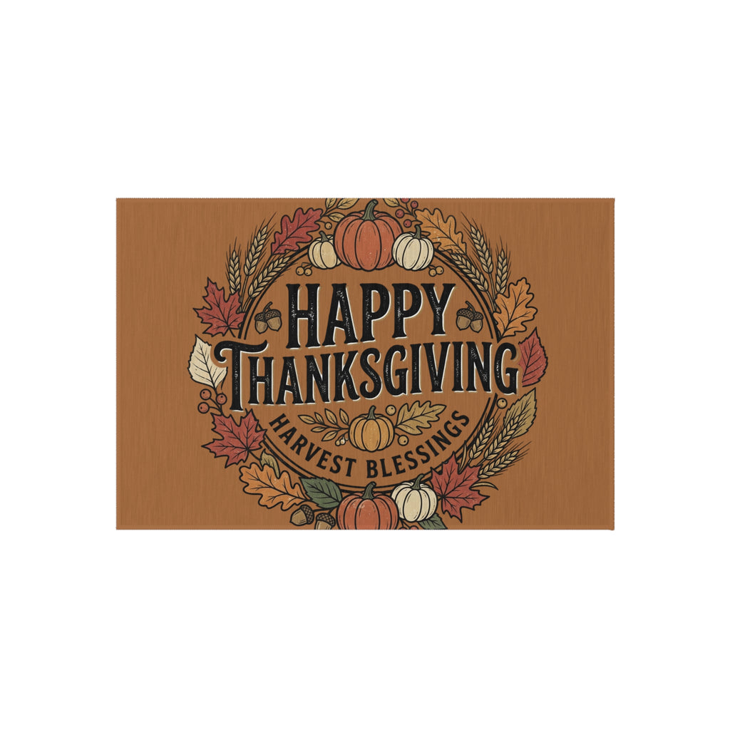 Happy Thanksgiving Outdoor Rug — Harvest Blessings Fall Doormat