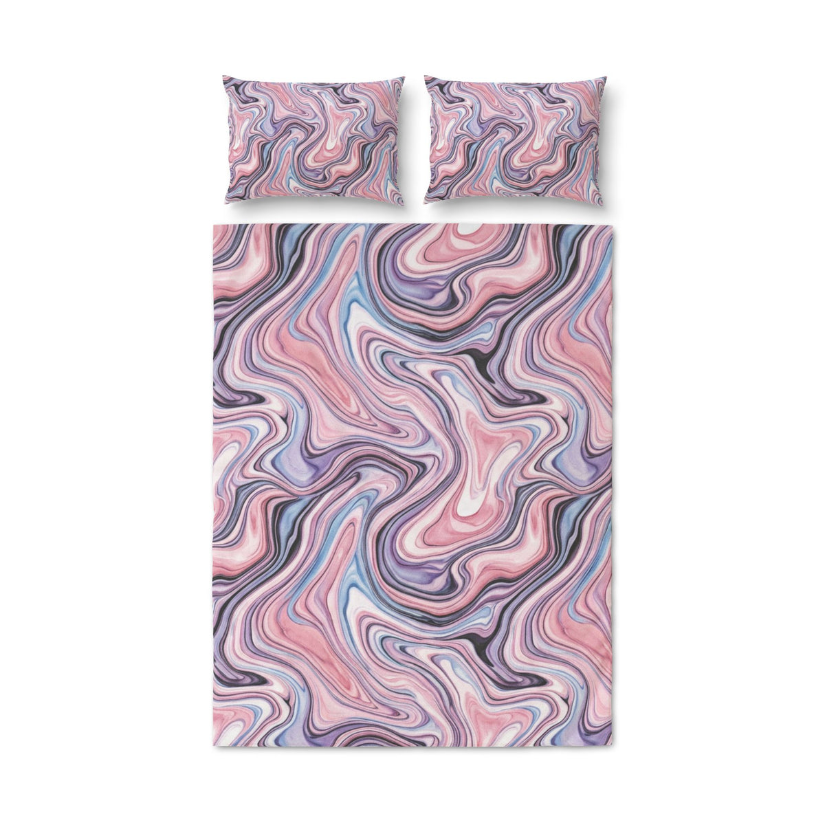Marble Swirl Quilt Cover Set — Pink & Lavender Abstract Bedding (3-Piece)
