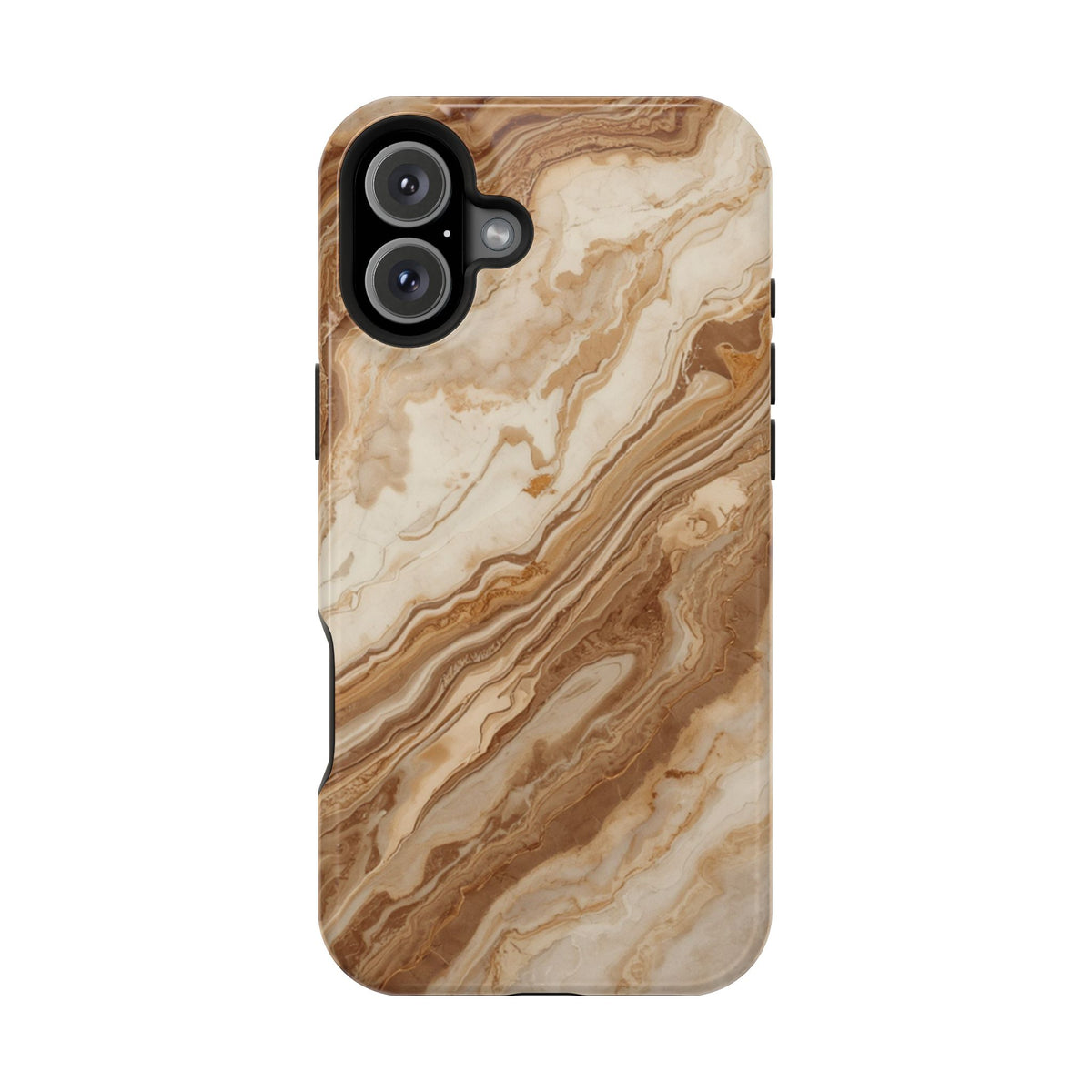 Magnetic Impact-Resistant Phone Case — Brown Marble Protective Cover